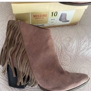 Mossimo Supply Co. Taupe Ankle Booties with Fringe - Women’s size 10